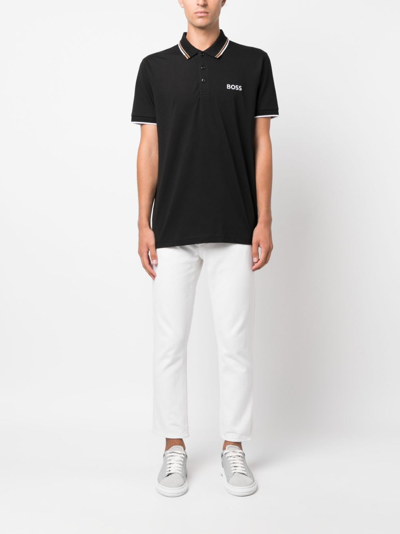 Shop Hugo Boss Logo-embroidered Polo Shirt In Black