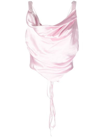 Shop Manurí Lilly Silk-blend Corset Top In Pink