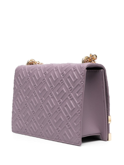 Shop Elisabetta Franchi Logo-embossed Foldover Crossbody Bag In Purple