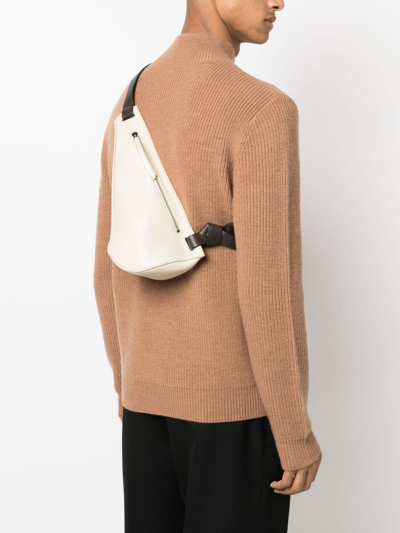 Shop Lanvin Asymmetric Leather Belt Bag In Brown