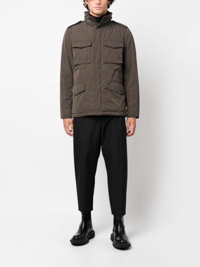 Aspesi Crinkled-finish Military Jacket In Green
