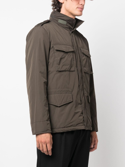 Aspesi Crinkled-finish Military Jacket In Green
