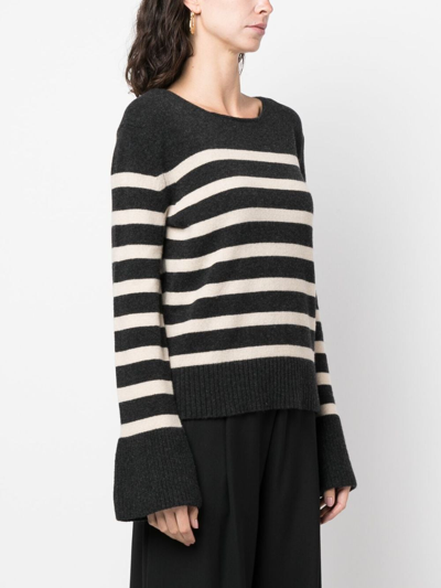 Shop Semicouture Striped Boat-neck Jumper In Grey