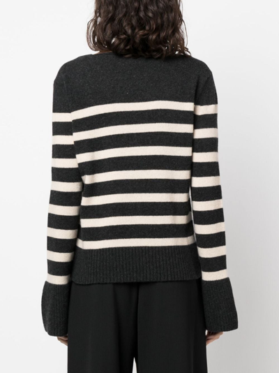 Shop Semicouture Striped Boat-neck Jumper In Grey