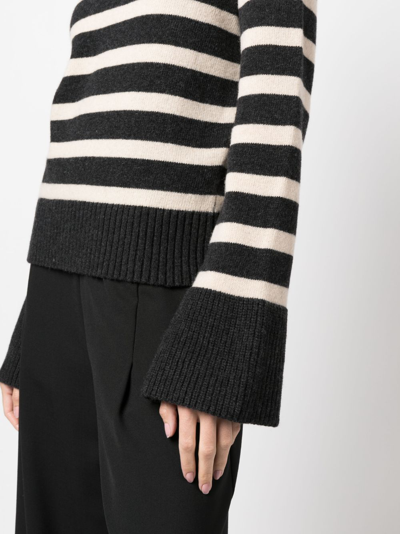 Shop Semicouture Striped Boat-neck Jumper In Grey