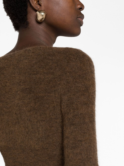 Shop Jacquemus Le Alzou Cropped Cardigan In Brown
