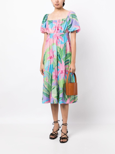 Shop Farm Rio Floral-print Short-sleeve Midi Dress In Multicolour