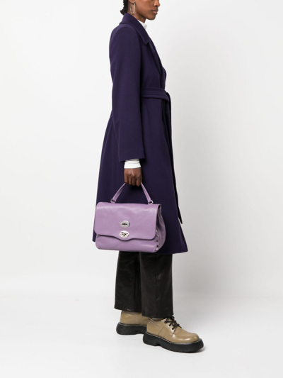 Shop Zanellato Baby Postina Leather Tote Bag In Purple