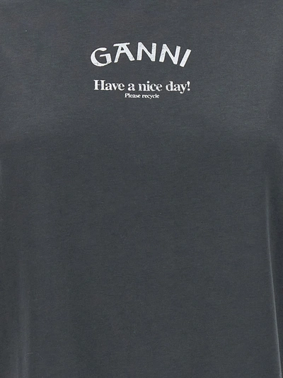 Shop Ganni Have A Nice Day T-shirt Gray