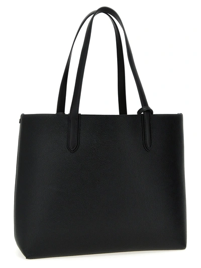 Shop Michael Kors Logo Leather Shopping Bag Tote Bag Black