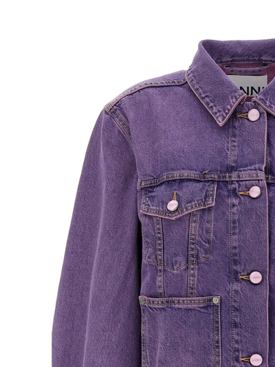 Shop Ganni Overdyed Bleach Jacket Casual Jackets, Parka Purple