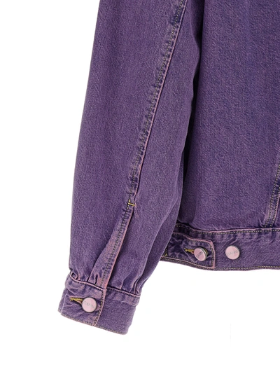Shop Ganni Overdyed Bleach Jacket Casual Jackets, Parka Purple