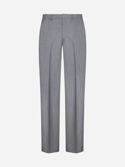 Shop Prada Wool Trousers In Grey