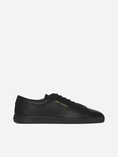 Shop Saint Laurent Andy Leather Low-top Sneakers In Black