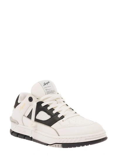 Shop Axel Arigato 'area Cloud' Black And White Low Top Sneakers With Laminated Leather In Leather Blend Man In White/black