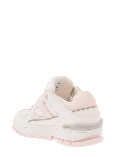 Shop Axel Arigato 'area Lo' White And Pink Sneakers With Embossed Logo In Leather Blend Woman