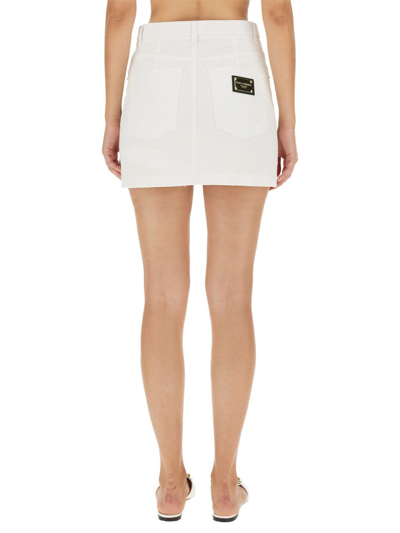 Shop Dolce & Gabbana Mini Skirt In White