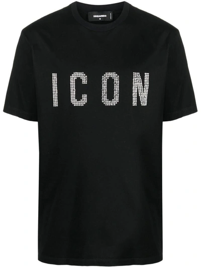 Shop Dsquared2 Icon Studded T-shirt In Black