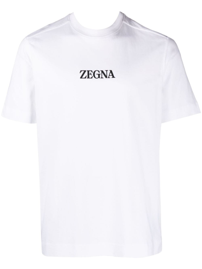 Shop Zegna Logo-print Cotton T-shirt In White