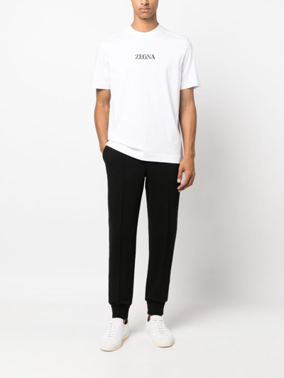 Shop Zegna Logo-print Cotton T-shirt In White