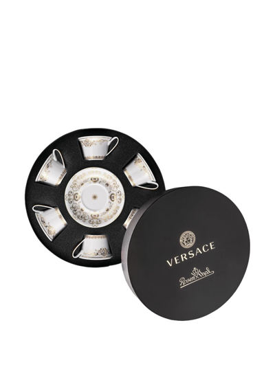 Versace Medusa Gala Low Coffee Cup And Saucer In White