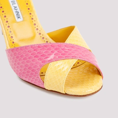 Shop Manolo Blahnik Mumbi Sandal Shoes In Yellow &amp; Orange