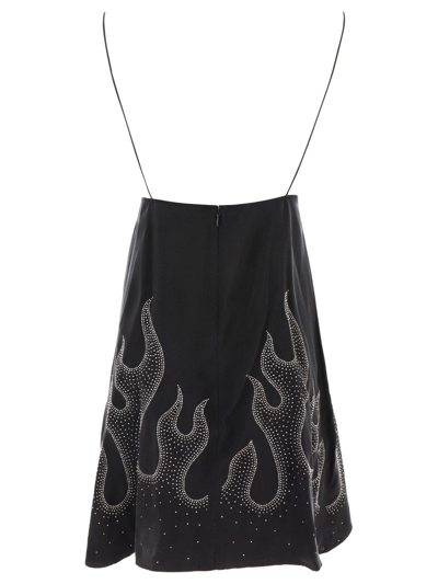 Shop Palm Angels Flame-embellished V-neck Mini Dress