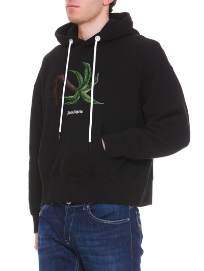 Shop Palm Angels Broken Palm Embroidered Drawstring Hoodie