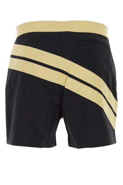 Shop Palm Angels Two-tone Nylon Swimming Shorts In Black/beige
