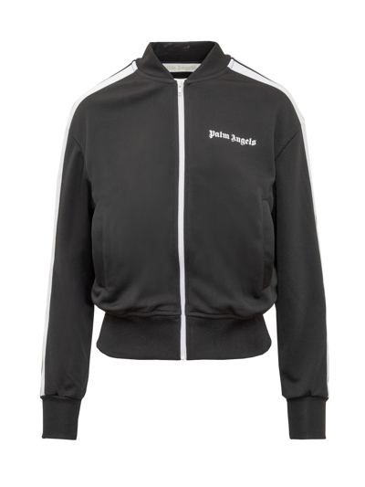 Shop Palm Angels Track Sweatshirt With Zip In Black/white