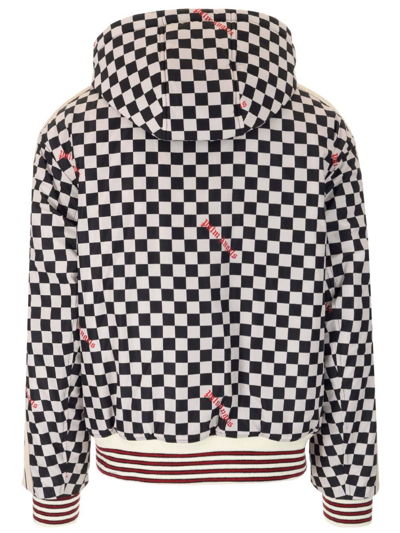 Shop Palm Angels Check Printed Hooded Jacket