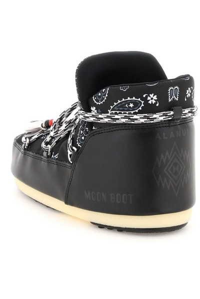 Shop Alanui X Moonboot Bandana-printed Round-toe Boots In Black White