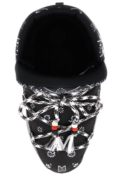 Shop Alanui X Moonboot Bandana-printed Round-toe Boots In Black White