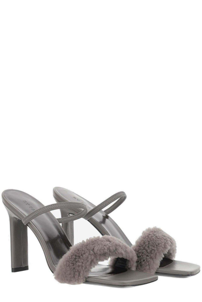 Shop By Far Ada Double Strap Heeled Sandals In Grey