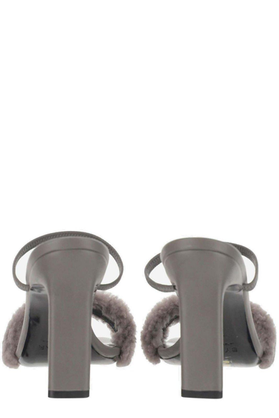 Shop By Far Ada Double Strap Heeled Sandals In Grey
