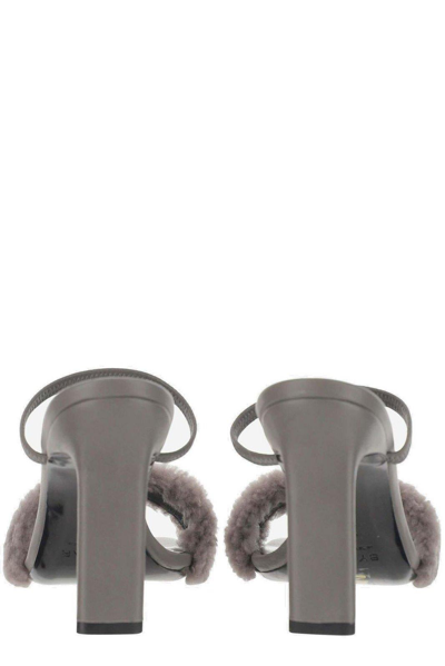 By Far Ada 100 Shearling Strap Sandals In Grey