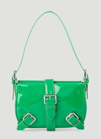 Shop By Far Murphy Embossed Shoulder Bag In Green