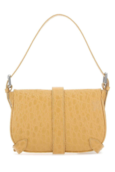 Shop By Far Foldover Top Buckled Shoulder Bag In Yellow