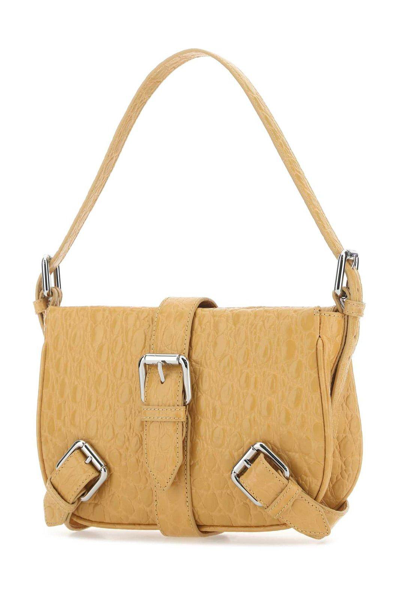 Shop By Far Foldover Top Buckled Shoulder Bag In Yellow