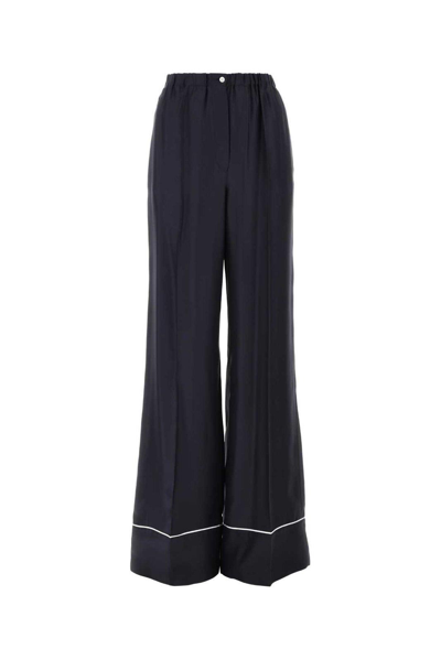 Shop Prada Elastic Waist Wide-leg Pants In Blu