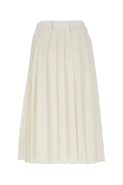 Shop Prada Ivory Mohair Blend Skirt In White