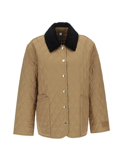 BURBERRY DIAMOND QUILTED BUTTON-UP JACKET 