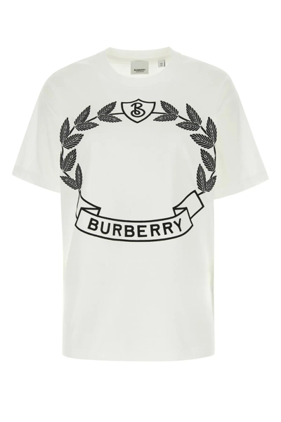 Shop Burberry White Cotton Oversize T-shirt