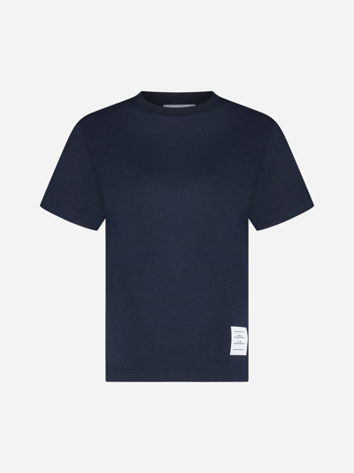 Shop Thom Browne Side Slits Cotton T-shirt In Blu