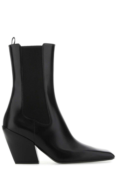 Shop Prada Pointed Toe Slip-on Ankle Boots
