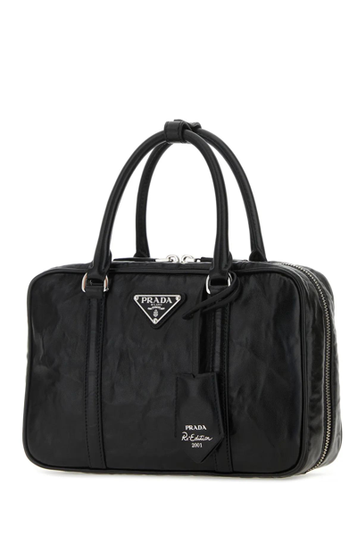 Shop Prada Black Nappa Leather Handbag In Nero