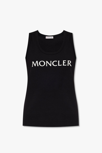 Shop Moncler Top With Logo In Black/white