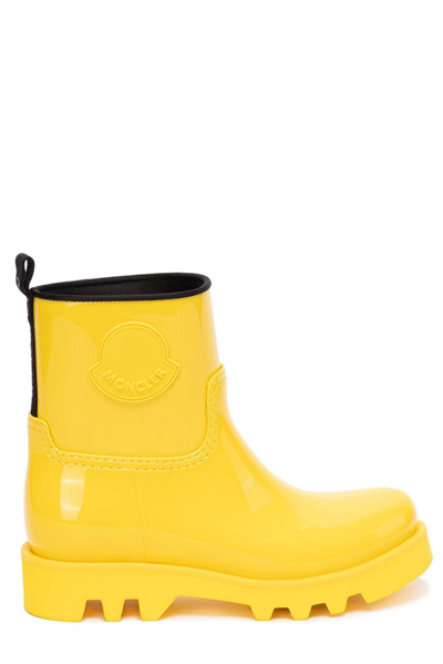 Shop Moncler Logo Patch Round Toe Rain Boots