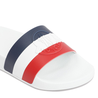 Shop Moncler Logo Embossed Flat Sandals
