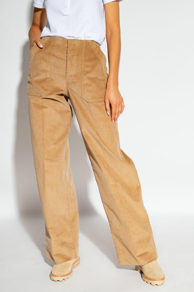 Shop Moncler Corduroy High-waisted Trousers
